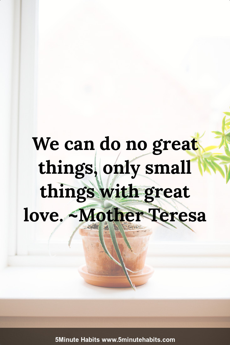 We can do no great things, only small things with great love. ~Mother Teresa